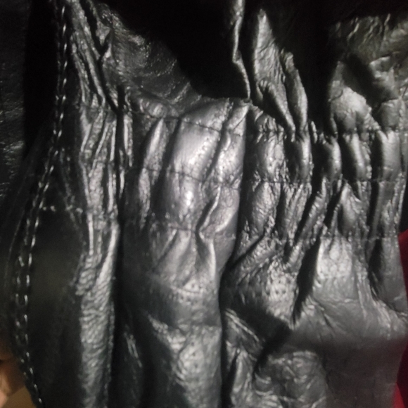 Andrew Michael Black Quilted Pattern with Rope Design Leather Jacket Sz Medium - Picture 5 of 8